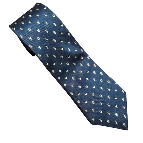 Christian Dior Navy & Pink Silk Tie Tulip Pattern 56" Designer Old Money Office - Picture 1 of 5